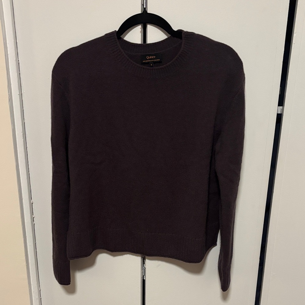 Quince Mongolian Cashmere Boxy Crewneck Sweater plum